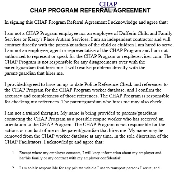 chap program referral agreement template