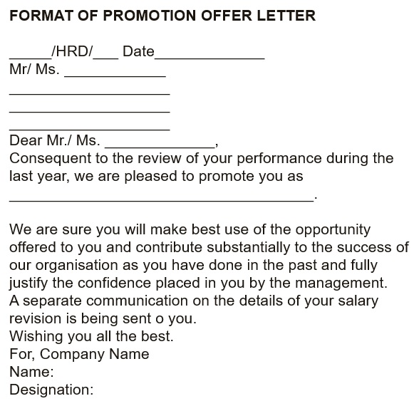format of promotion offer letter
