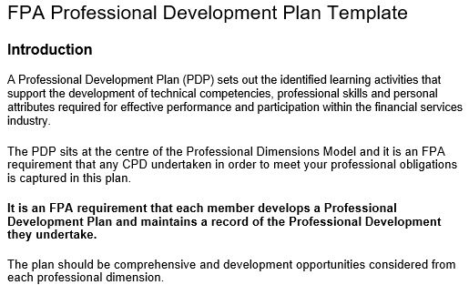 fpa professional development plan template