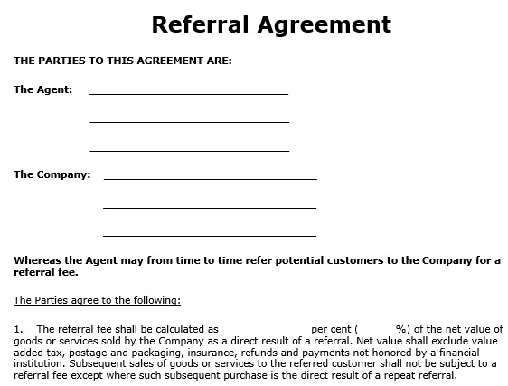 free referral agreement template 5