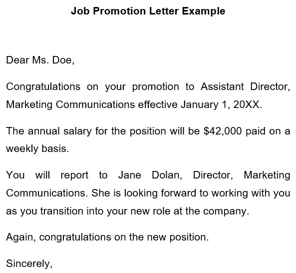 job promotion letter example