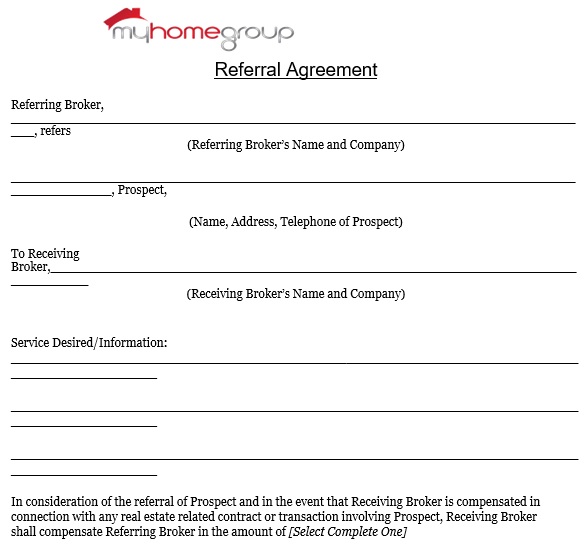 printable referral agreement template