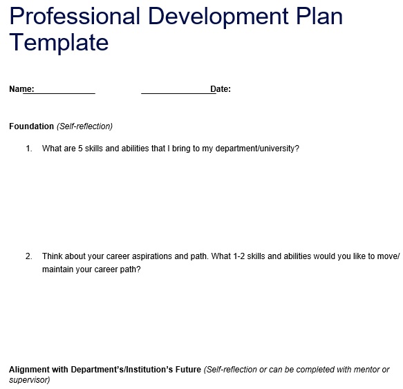 professional development plan template 8
