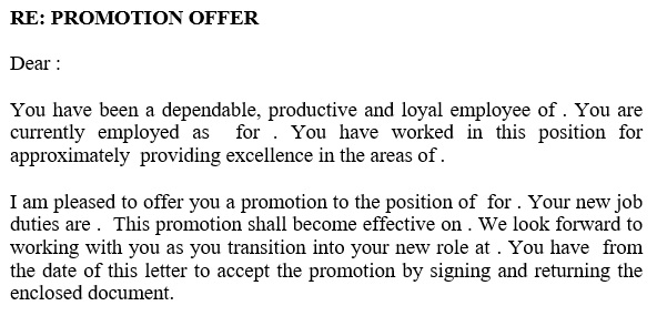 professional promotion letter