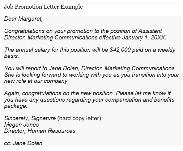 promotion letter example