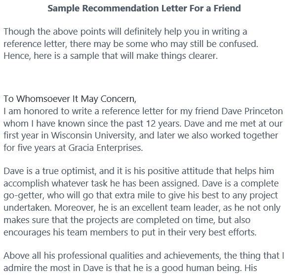free letter of recommendation for a friend 3