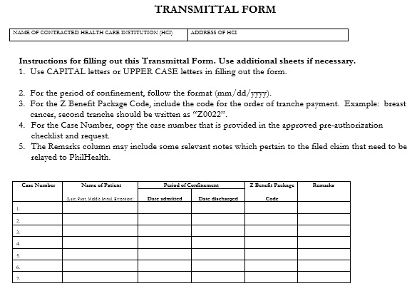 free letter of transmittal form