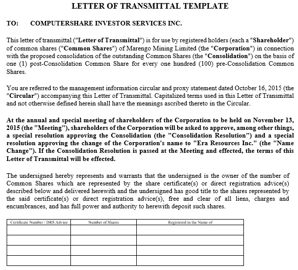 free letter of transmittal template 10