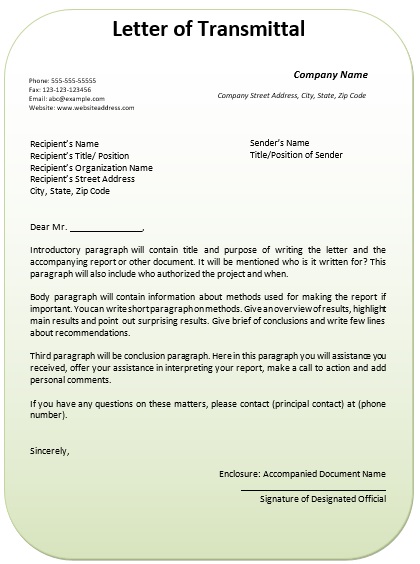 free letter of transmittal template 2