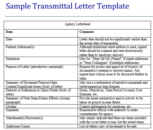 free letter of transmittal template 7