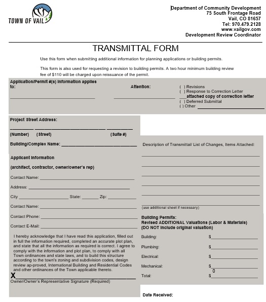 free printable letter of transmittal form