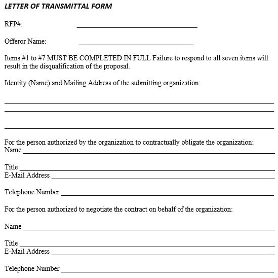 letter of transmittal form