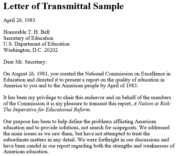 letter of transmittal sample 1