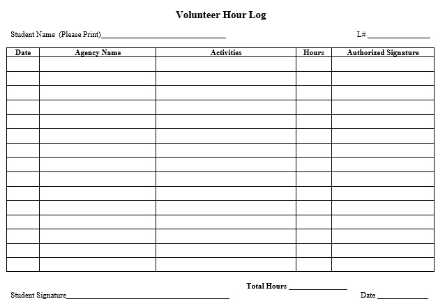 free volunteer hours log template 4