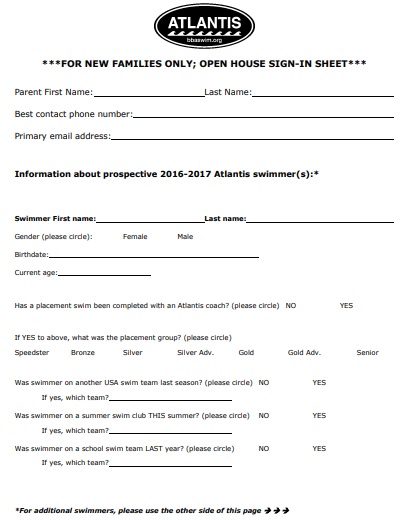 free open house sign in sheet