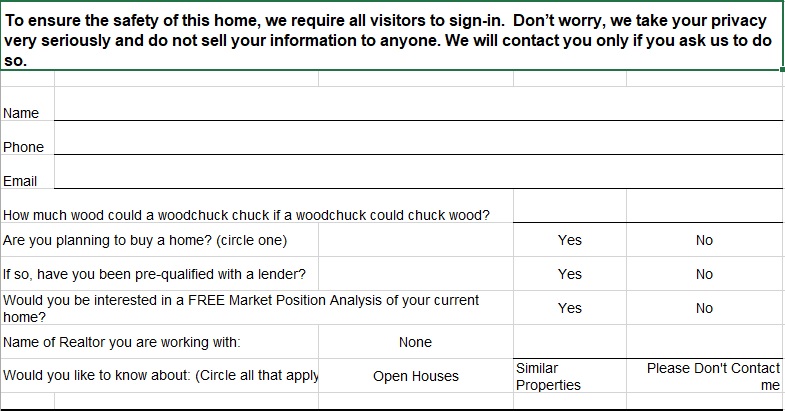 open house sign in sheet excel