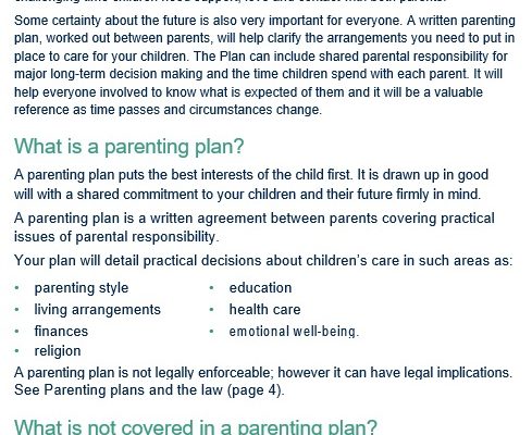 free parenting plan template