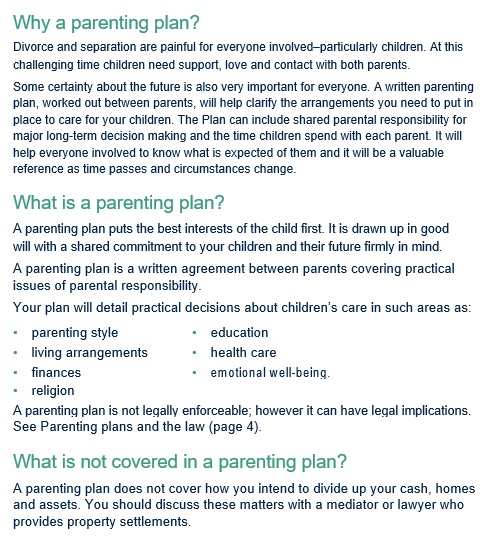 free parenting plan template