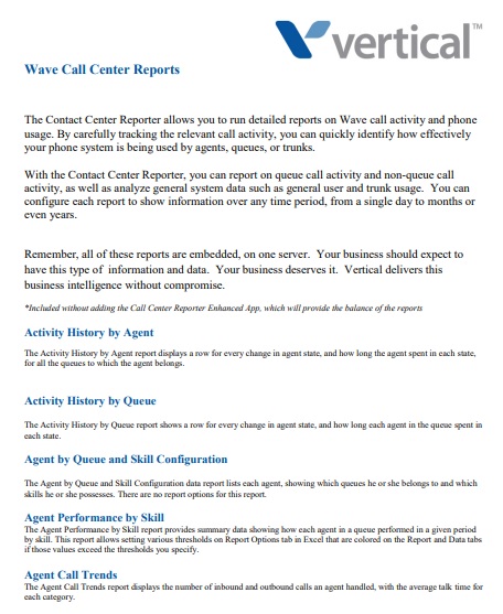 wave call center reports template