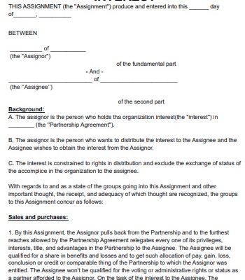 free assignment of partnership interest form