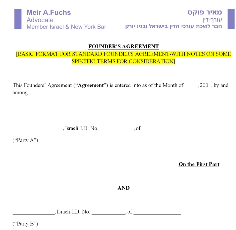 free founders agreement template