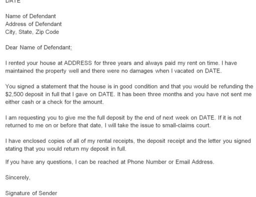 letter of demand small claims court