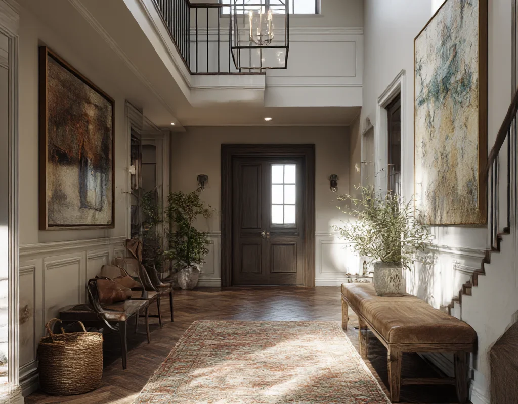 Airy Transitional Foyer with Natural Light