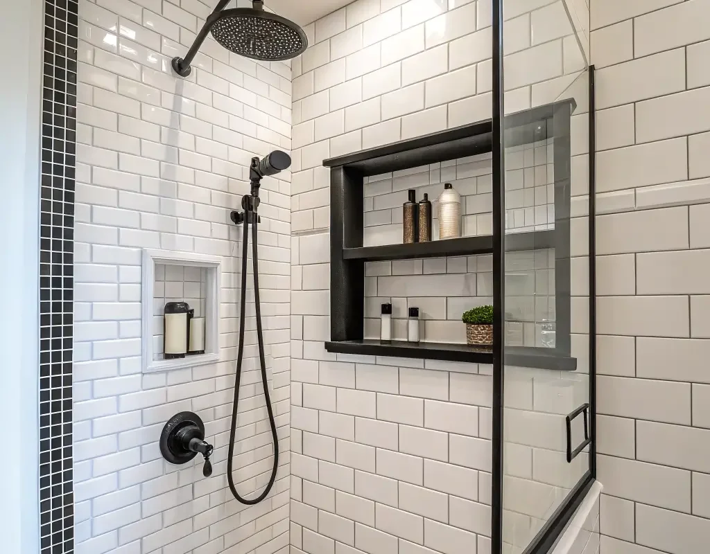Black Border Framed Shower Niche