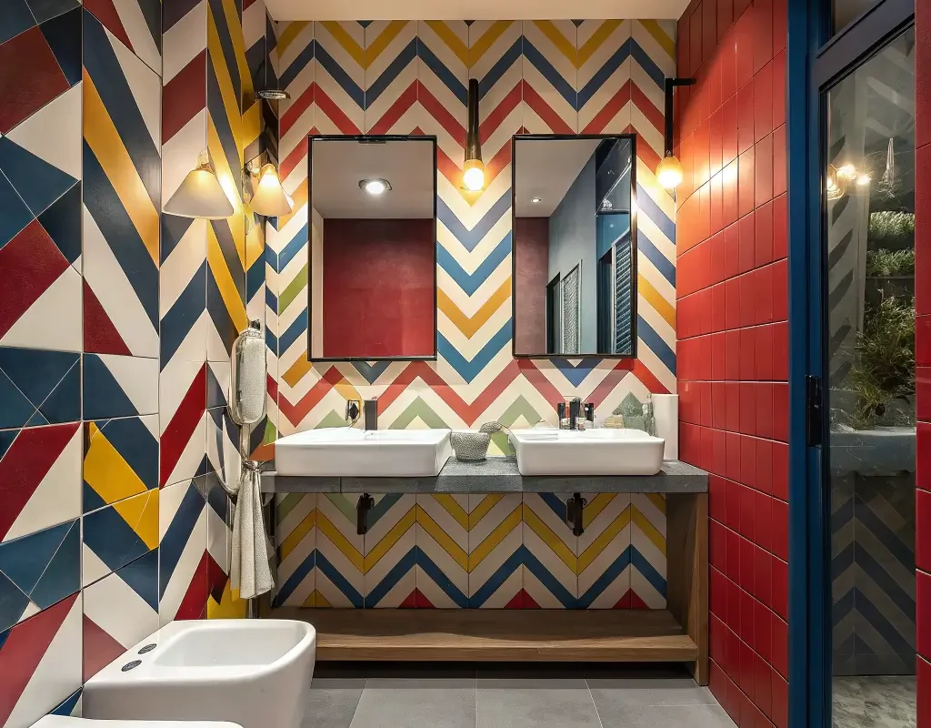 Bold Patterned Herringbone Statement Wall