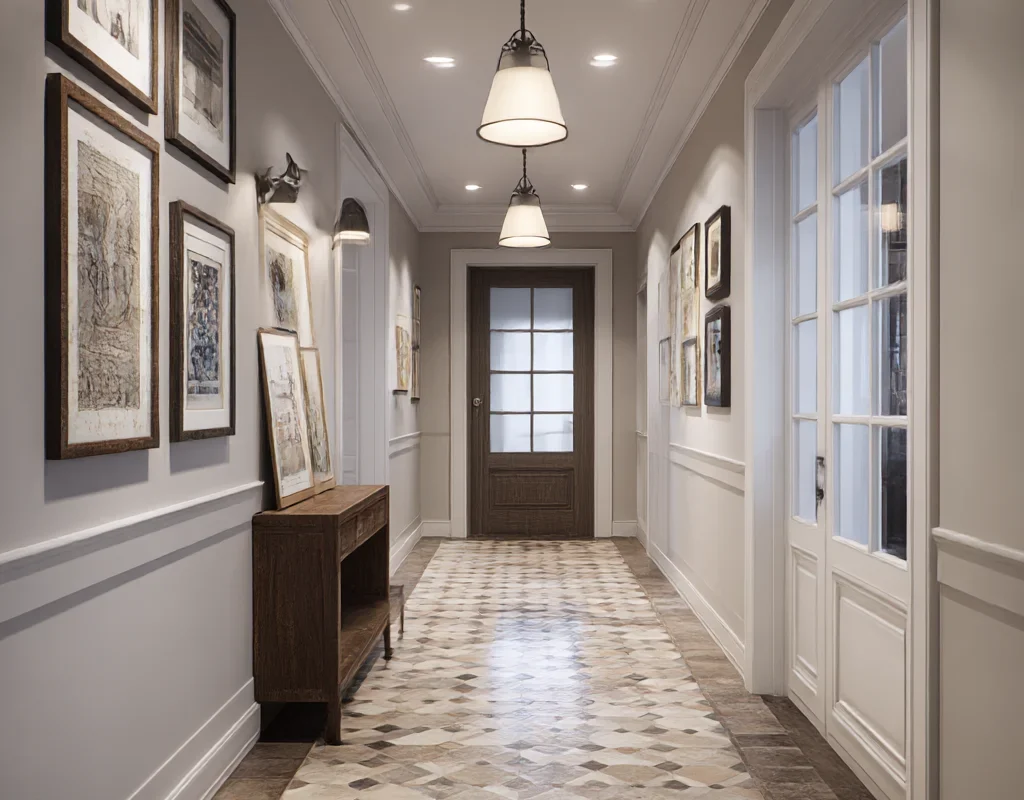 Classic Neutral Hallway with Framed Artwork