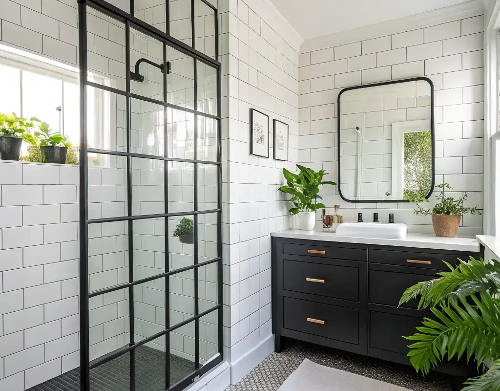 Classic White Tiles with Black Grout