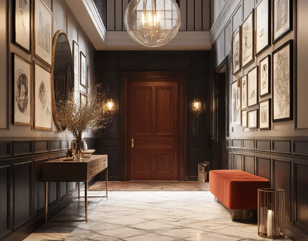 Elegant Gallery Hallway with Warm Lighting