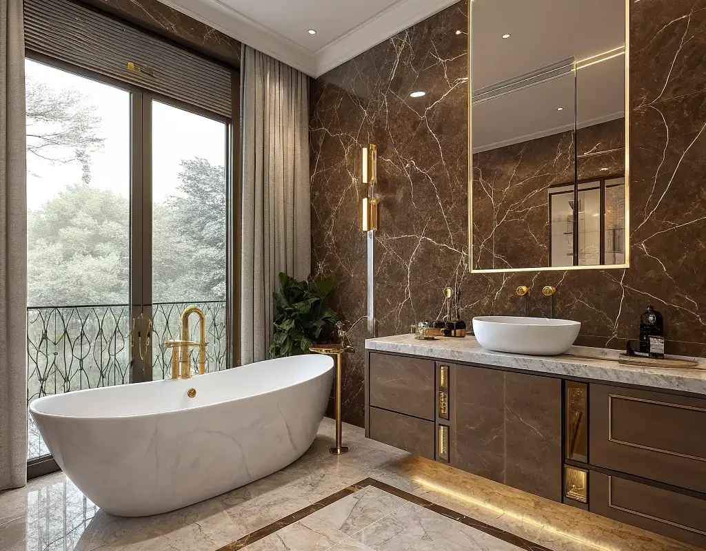 Elegant Marble Style Brown Tiles