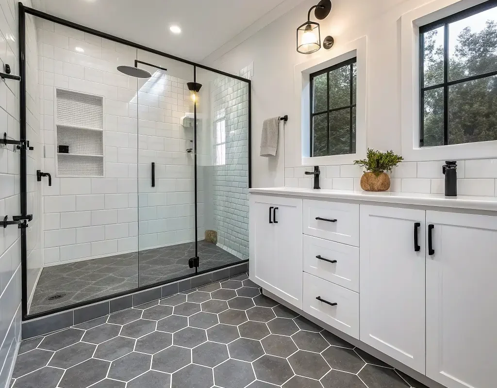 Grey Hexagon Floor Tile Pattern