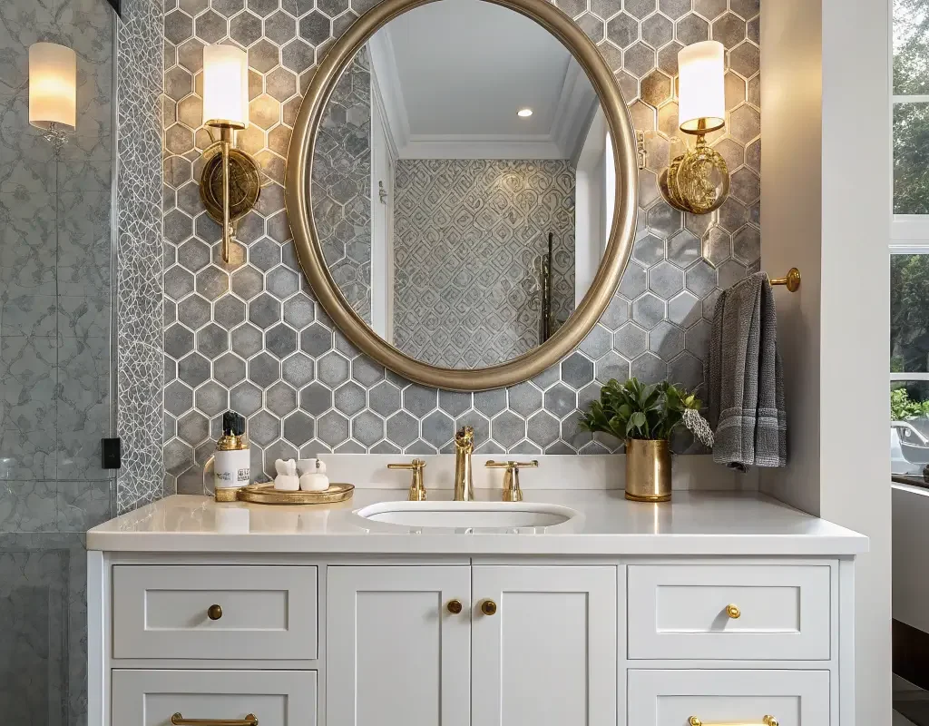 Grey Mosaic Accent Wall Idea