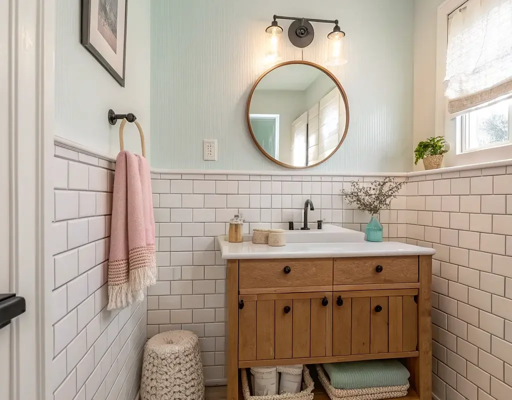 Half Tiled Walls with a Painted Upper Section