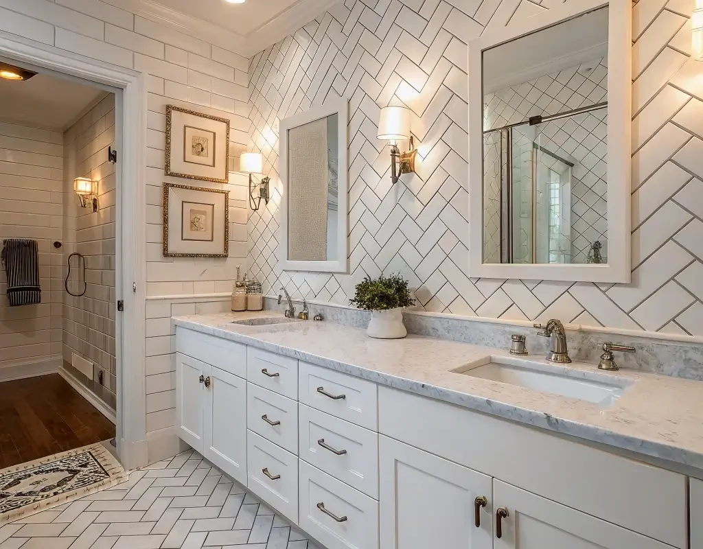 Herringbone Pattern with White Tiles