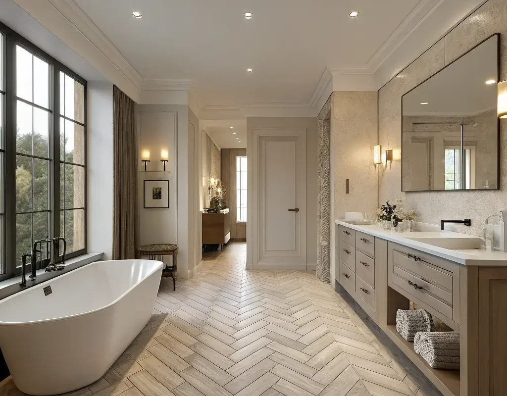 Large Format Herringbone Floor Tiles