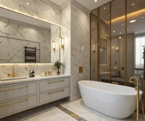 Luxe Marble Subway Tile Bathroom