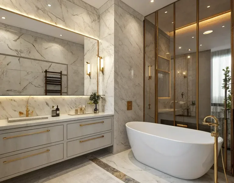 Luxe Marble Subway Tile Bathroom