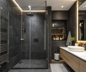 Matte Black Modern Shower Tiles