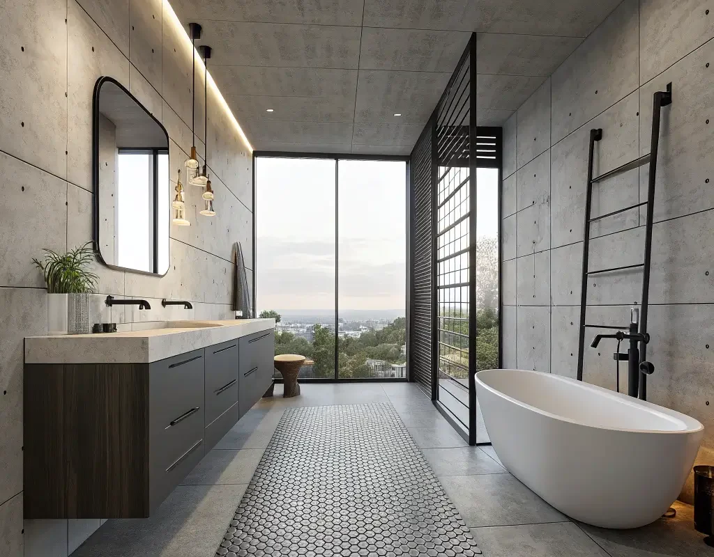 Matte Gray Penny Tile with Minimalist Vibe