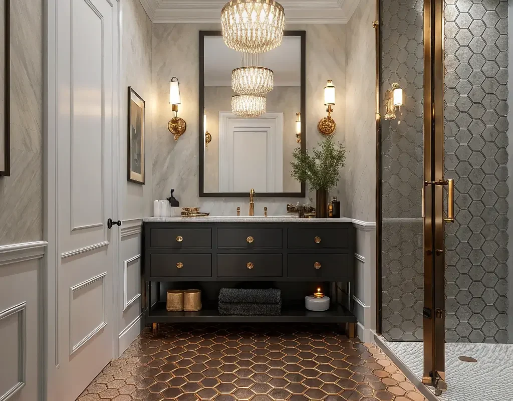 Metallic Copper Penny Tile Statement