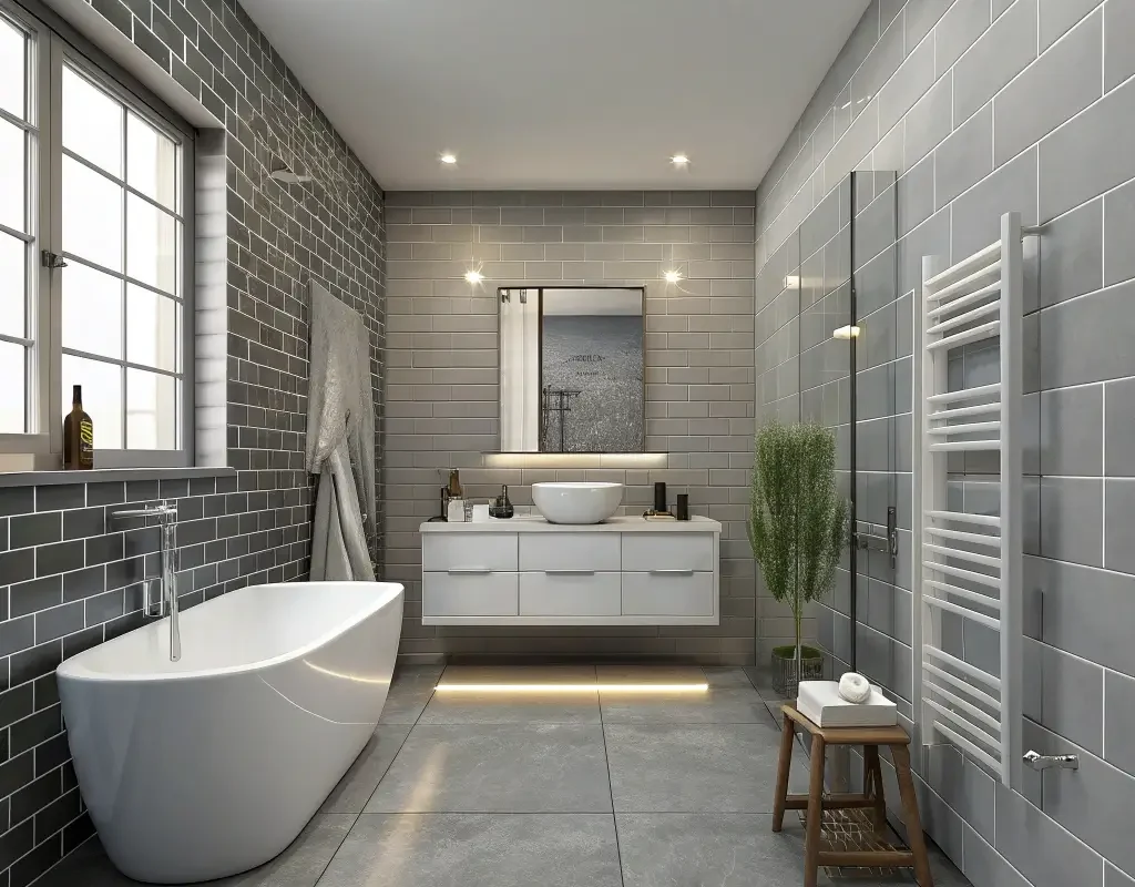 Modern Gray Subway Tile Layout