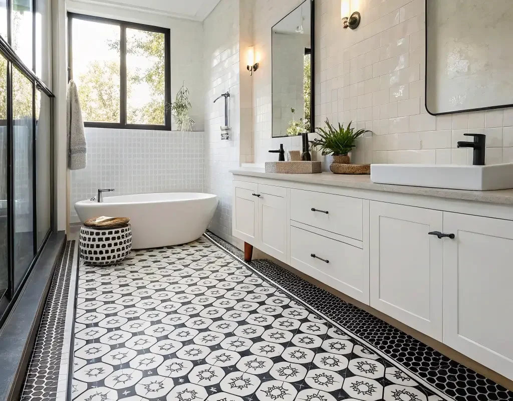 Monochrome Mosaic Penny Tile Pattern