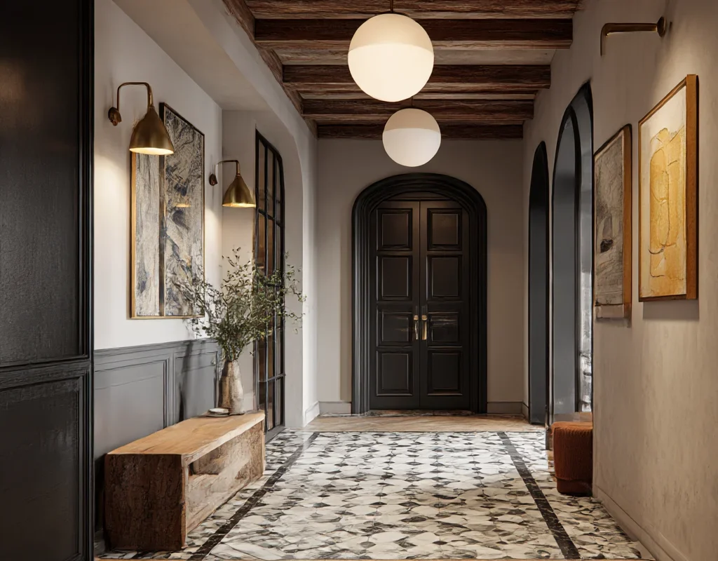 Rustic Modern Hallway with Wood Accents