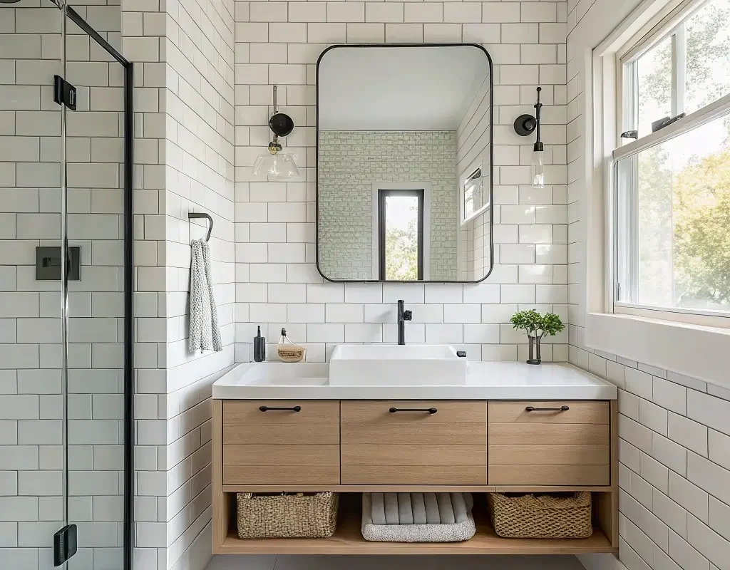 Subway Tile with Floating Vanity
