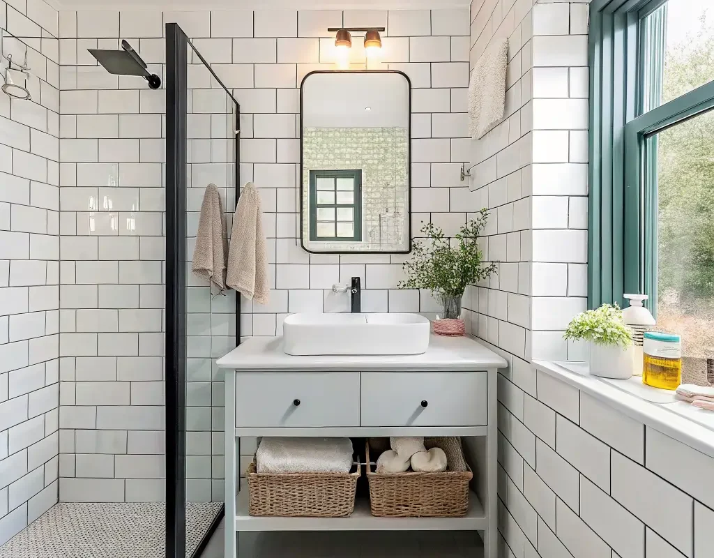 Subway Tiles with Colorful Grout Highlights