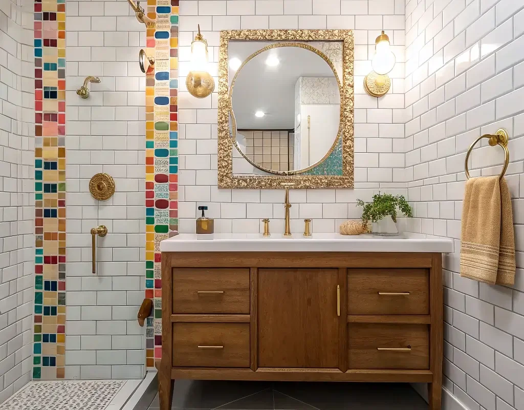 Subway Tiles with a Mosaic Border
