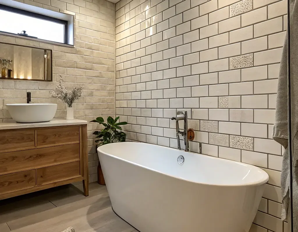 Textured Subway Tile Feature Wall